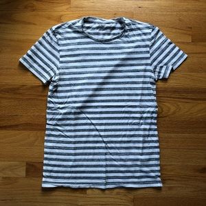 Club Monaco Heather Grey and White Striped T-Shirt